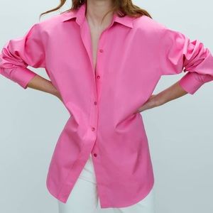 Massimo Dutti hot pink Cotton Poplin Shirt